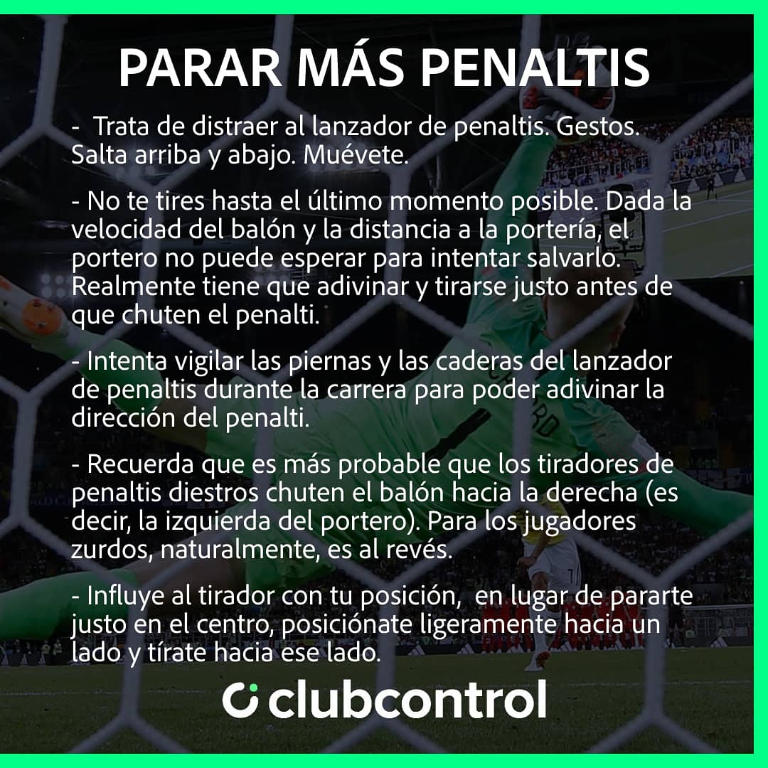 ClubControl_app's tweet image. Hoy en Clubcontrol os explicamos unos consejos a seguir para abordar una tanda de penaltis de forma correcta. 

Compártelo con tus compañeros de equipo y síguenos para aprender con nosotros las metodologías de entrenamiento de los mejores entrenadores del mundo.