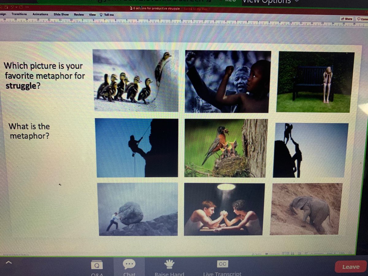 #NCTMAnnual 
Six Actions for Productive Math Struggle with <a href="/JohnSanGiovanni/">John SanGiovanni</a> 
The ducks because being the first to attempt something with others waiting behind you. 
<a href="/ErinNull1/">Erin Null</a>  <a href="/CorwinPress/">Corwin</a>