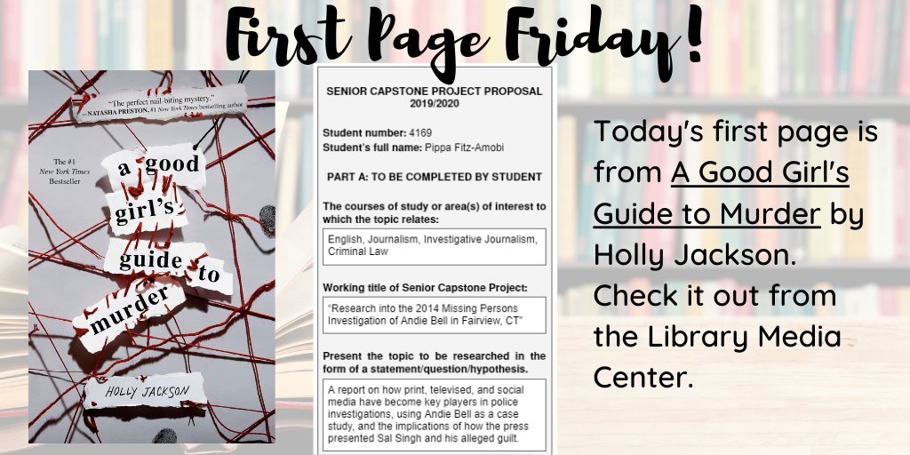 Lithonia HS Library Media Center (@lithonialibrary) on Twitter photo It's #FirstPageFriday! Continuing the theme of 2021-22 GA Peach Book Award nominees/<a href="/GAHRRB/">Georgia Helen Ruffin Reading Bowl</a> titles: A Good Girl's Guide to Murder by @HoJay92. *So* good. Checkout the print search.follettsoftware.com/metasearch/res…. ebook in Sora soraapp.com/library/dekalb… It's #FirstPageFriday! Continuing the theme of 2021-22 GA Peach Book Award nominees/<a href="/GAHRRB/">Georgia Helen Ruffin Reading Bowl</a> titles: A Good Girl's Guide to Murder by @HoJay92. *So* good. Checkout the print search.follettsoftware.com/metasearch/res…. ebook in Sora soraapp.com/library/dekalb…