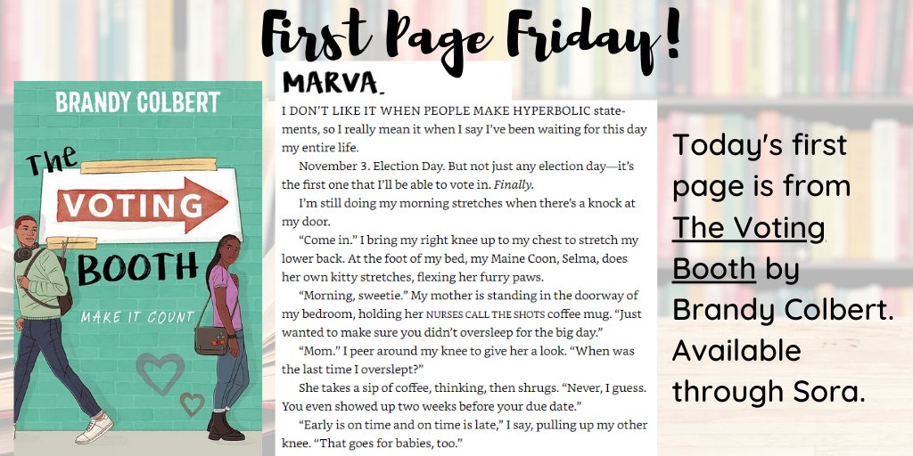 Lithonia HS Library Media Center (@lithonialibrary) on Twitter photo It's #FirstPageFriday! Take a look at this 1st page from The Voting Booth by <a href="/brandycolbert/">Brandy Colbert</a>, another 2021-22 GA Peach Teen Book Award nominee/<a href="/GAHRRB/">Georgia Helen Ruffin Reading Bowl</a> title. ebook in Sora soraapp.com/library/dekalb… It's #FirstPageFriday! Take a look at this 1st page from The Voting Booth by <a href="/brandycolbert/">Brandy Colbert</a>, another 2021-22 GA Peach Teen Book Award nominee/<a href="/GAHRRB/">Georgia Helen Ruffin Reading Bowl</a> title. ebook in Sora soraapp.com/library/dekalb…