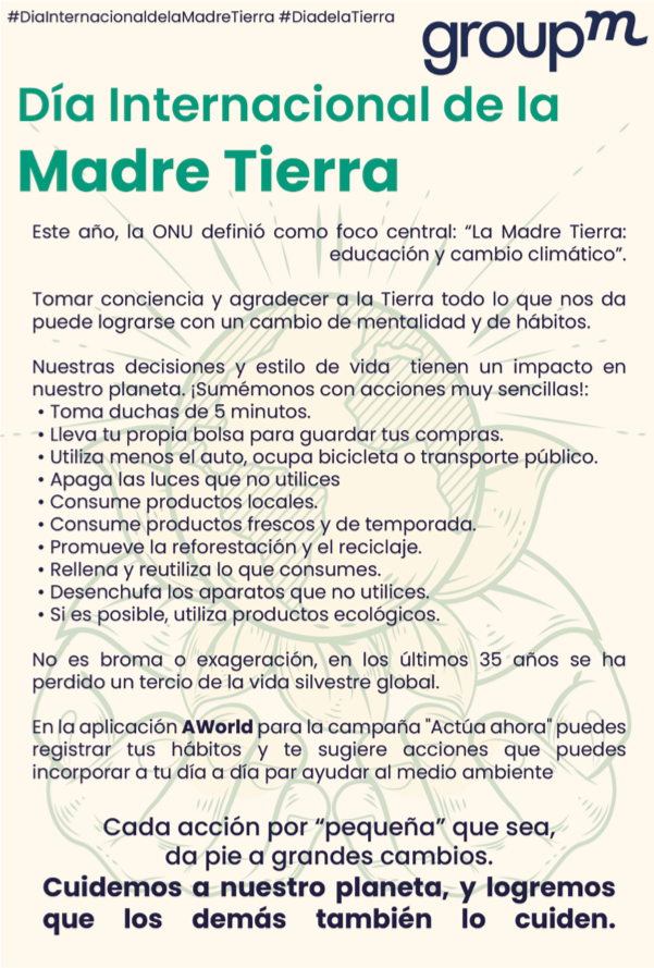 WavemakerMexico's tweet image. En el #DiaDeLaTierra GroupM México nos comparte pequeñas acciones que si hacemos todos, pueden cambiar el mundo #EarthDay2021
