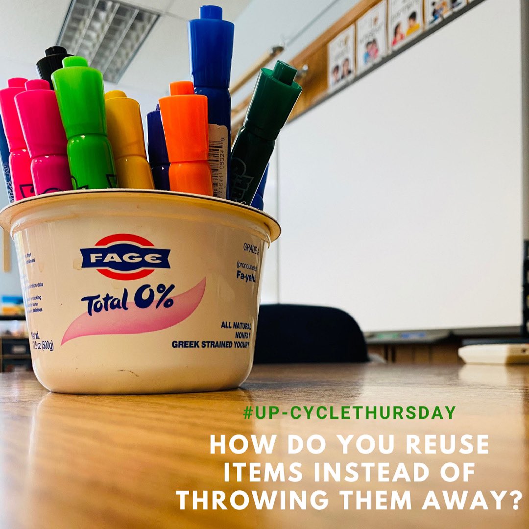 APS_Sustainable's tweet photo. Today’s theme is #upcyclethursday How do you reuse items instead of throwing them away? #apsgreen @APSVirginia @APSscience @APSVaSchoolBd https://t.co/hyxJ7Djiou