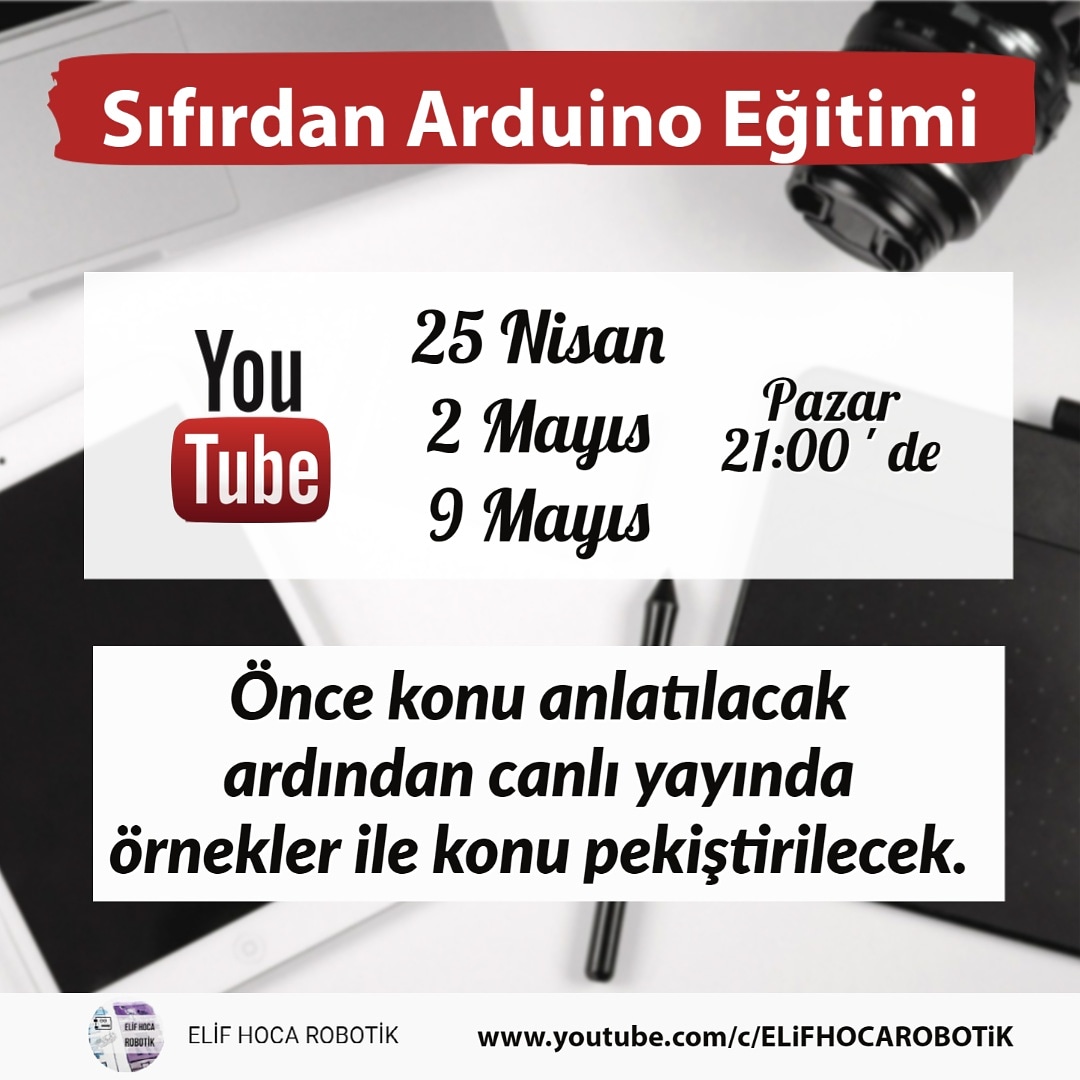 ElifKAR25938713's tweet image. Python dersleri: 24 Nisan – 1 Mayıs - 8 Mayıs Cumartesi akşamları 21.00’de
Arduino dersleri: 25 Nisan – 2 Mayıs - 9 Mayıs Pazar akşamları 21.00’de
Elif Hoca Robotik Youtube kanalında canlı gerçekleşecek: youtube.com/c/ELiFHOCAROBO…
#Pythondersleri #arduinodersleri #arduinoproje