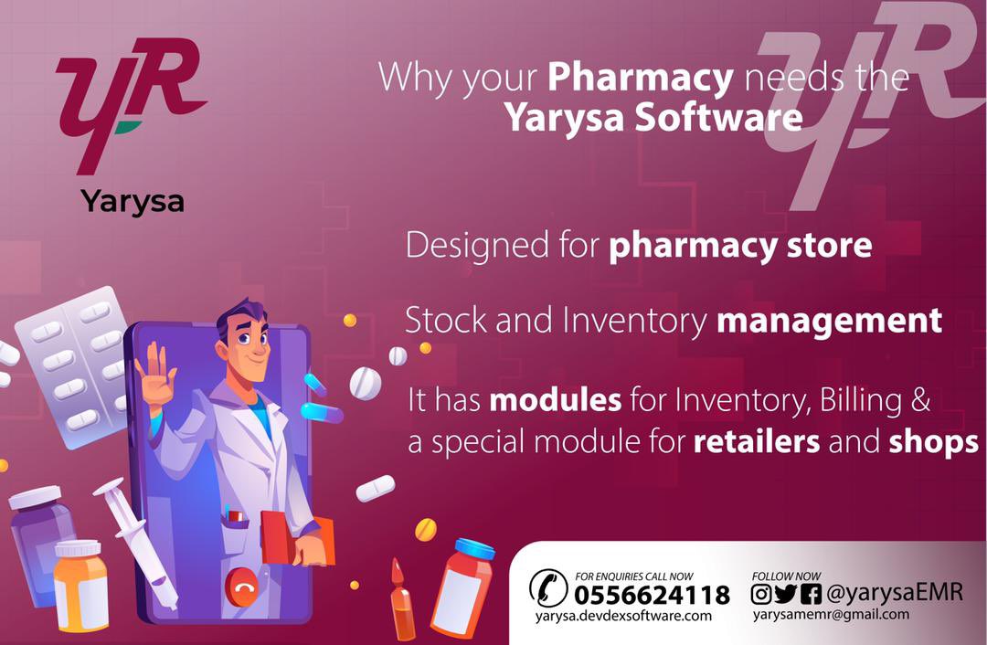 YarysaEMR's tweet image. Yarysa software has a pharmacy module integrated into the EMR software. Yarysa is changing the way hospitals operate by giving them the best EMR, in order to give their clients quality services. #techgh #tech #techghana #followforfollow #softwaregh #softwareghana #emr #ermgh