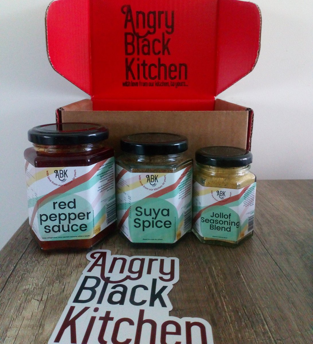 whosfordinner's tweet photo. The packaging, the branding, the range.
So pleased with this order of goodies.
🙌🏿 @ABWunmi_ #AngryBlackKitchen https://t.co/SDHtdlE1qL