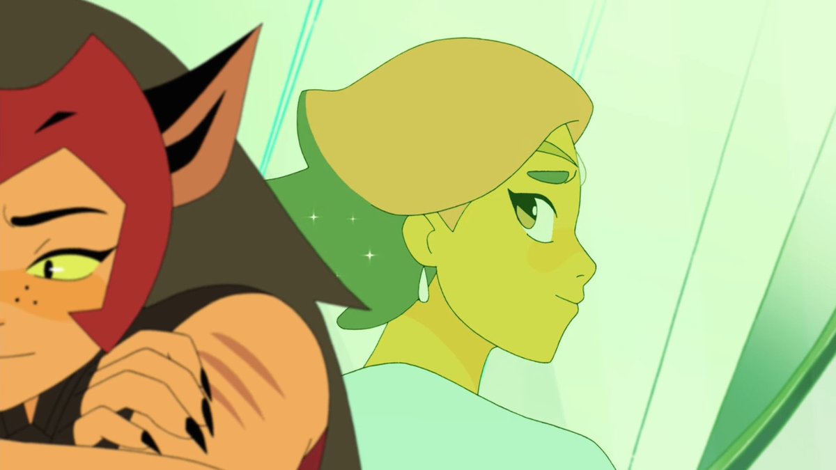 Once Catra is on Prime's ship, we see the influence of Glimmer come into play. Glimmer is very obviously a foil of Catra (especially in s4). They both share a lot of guilt for the things they did/people they hurt and are encouraging to one another to do the right thing.