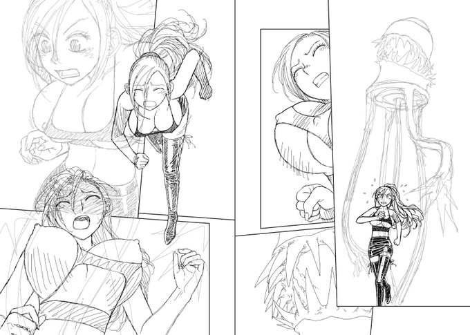 見開き単位で作業してた連載の下描き台詞フキダシ擬音無しバージョン…31↓

1枚目…胸がこれだけ大きいとこんなエッチなブラじゃすぐに飛び出しちゃうわけで……(^^;;

2枚目の完成してる背景はこのページの為に描いたのではなくて、いっぱい使えると思われる背景と車を描いておたのを合成しています 