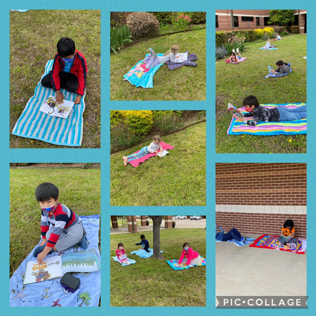1CBakery's tweet photo. It’s “B”day in our countdown to summer! We had fun reading outside with our books and beach towels! https://t.co/rZxhQrUmOi