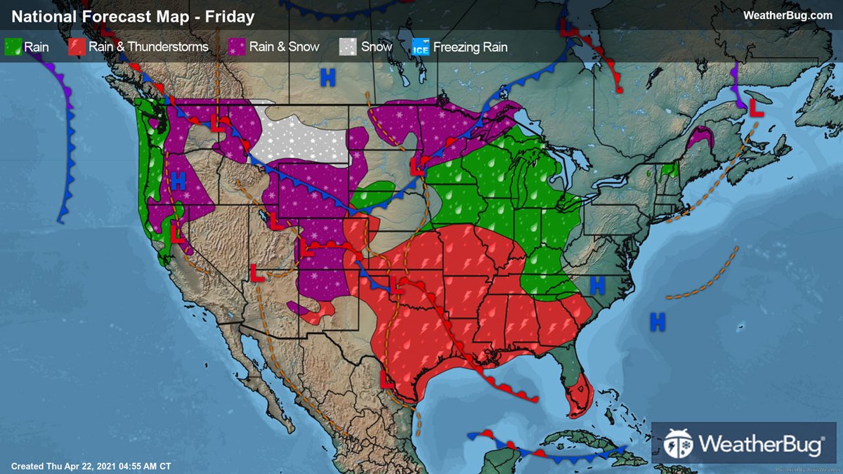 WeatherBug's tweet photo. The work week ends with the #weather focus shifting to #Texas and the #Plains on #Friday. A big surge of spring weather will occur, with severe storms possible. Check out our #FridayPreview: https://t.co/FnZwWqvWDq https://t.co/kpqUZU4UUu