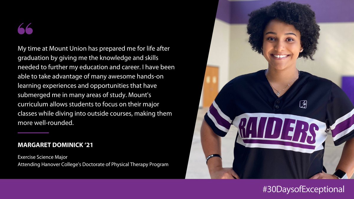 mountunion's tweet image. Exercise science major, Margaret Dominick ’21 will be attending Hanover College for their Doctorate of Physical Therapy Program. #30DaysofExceptional #exsci

Read Maggie's story: bit.ly/3xqwsRh