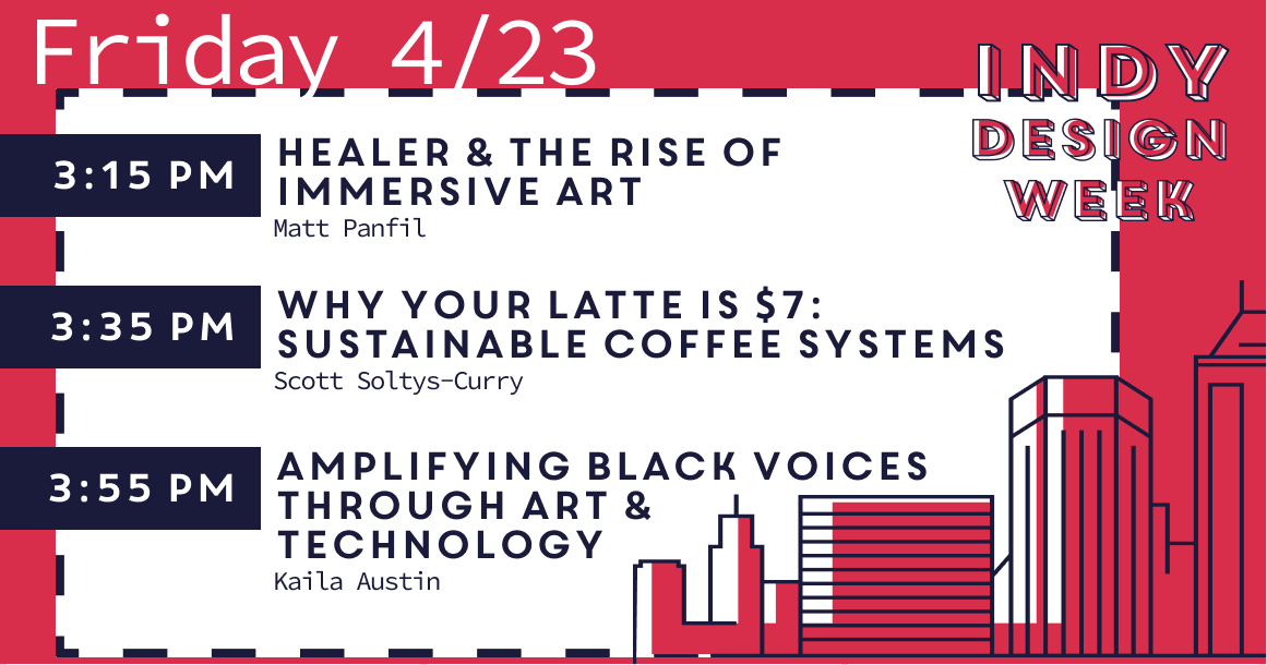 IndyDesignWeek's tweet photo. DON'T MISS OUT ON OUR FINAL DAY!
TIX https://t.co/GdhALmRRkx

Speakers include:
@YountsJoe @ArinAnderson @andrsncreative @AndreaHaydon @TravisJBrown1 @exhibitcolumbus @RichardMcCoy @chris_hartley @wwwsepcom @heyscottcurry @RATIOglobal @Jay_Wall @KailaJacques @RallyRallyFor @RGD https://t.co/o5T9m9aJk5