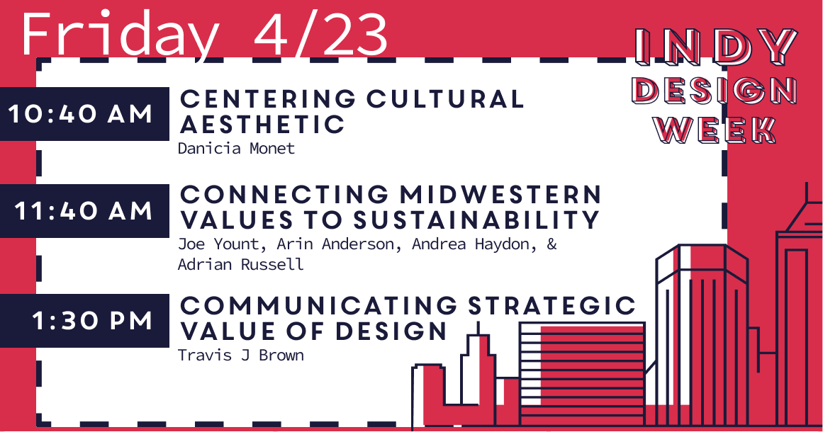 IndyDesignWeek's tweet photo. DON'T MISS OUT ON OUR FINAL DAY!
TIX https://t.co/GdhALmRRkx

Speakers include:
@YountsJoe @ArinAnderson @andrsncreative @AndreaHaydon @TravisJBrown1 @exhibitcolumbus @RichardMcCoy @chris_hartley @wwwsepcom @heyscottcurry @RATIOglobal @Jay_Wall @KailaJacques @RallyRallyFor @RGD https://t.co/o5T9m9aJk5