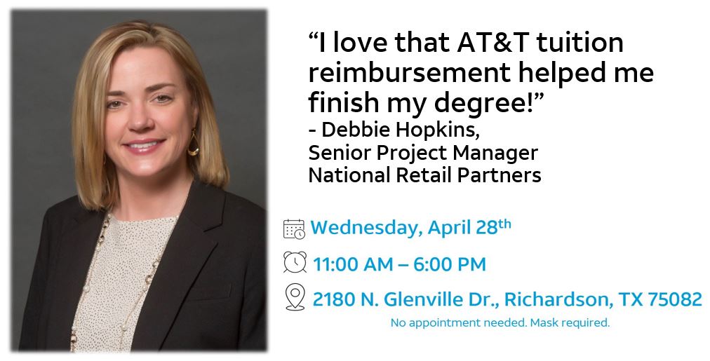 The NTX Market (@ntx_market) on Twitter photo Invest in yourself! Come see us Wednesday and let's learn more about your aspirations.
att.jobs/apply
#YourNTX #LifeAtATT
<a href="/debbie_hopkins1/">DebbieHopkins</a> Invest in yourself! Come see us Wednesday and let's learn more about your aspirations.
att.jobs/apply
#YourNTX #LifeAtATT
<a href="/debbie_hopkins1/">DebbieHopkins</a>