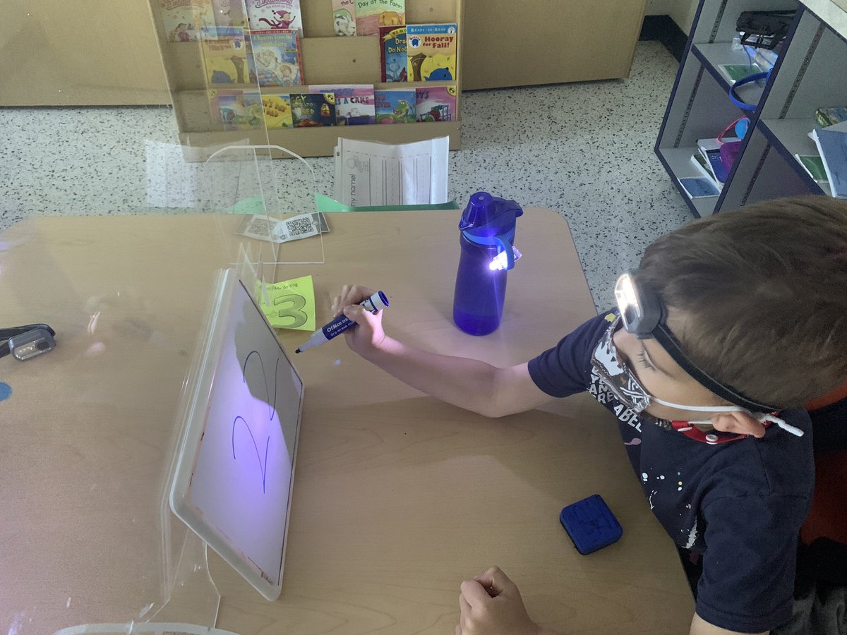 krista_booth's tweet photo. For Earth Day, my Kindergarteners had fun saving electricity by wearing head lamps and finger lights instead of using our classroom lights! @TrantwoodES https://t.co/pExylZ4Vok