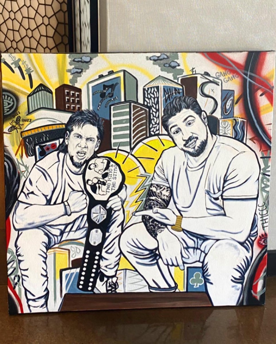 JHunsakerDesign's tweet image. Thanks @KingAndTheSting @TheoVon @BrendanSchaub for picking up this painting. Huge fan of this show, it was an honor to meet all you guys. I need to post more on Twitter, I mostly post on IG @smokeyjoepaintco Anyways, back to painting. @RealNickDavis @ChinSuYi