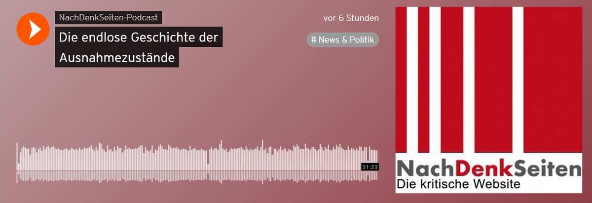 Ihr könnte die Augen schließen und schafft in 30 Minuten über 80 Jahre in zwei großen Sprüngen - fast eine Jahrhundertleistung:
soundcloud.com/nachdenkseiten…?  #Ausnahmezustand