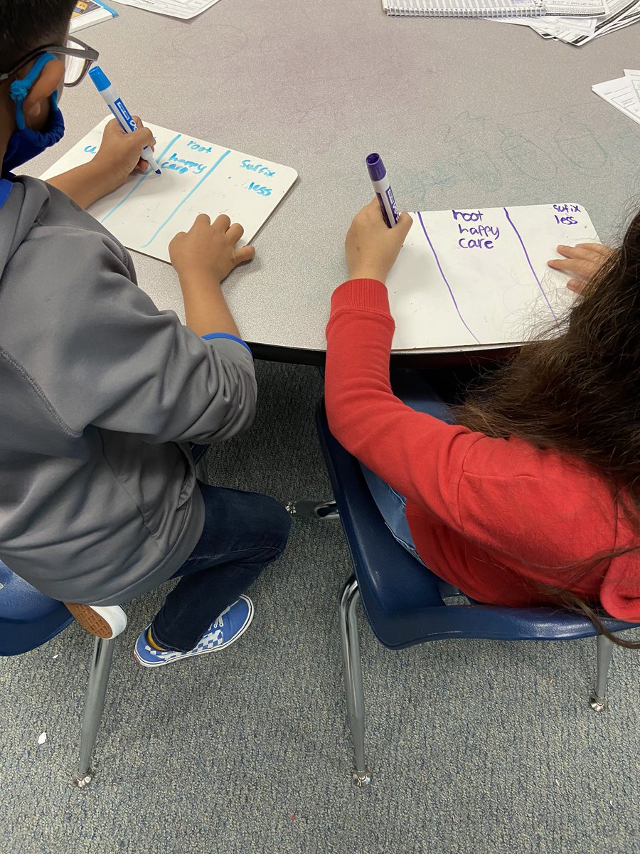 White boards are a favorite in my class. We are working on breaking words apart by prefix, suffix, and root word #GenoaOwls #PISDLAChat