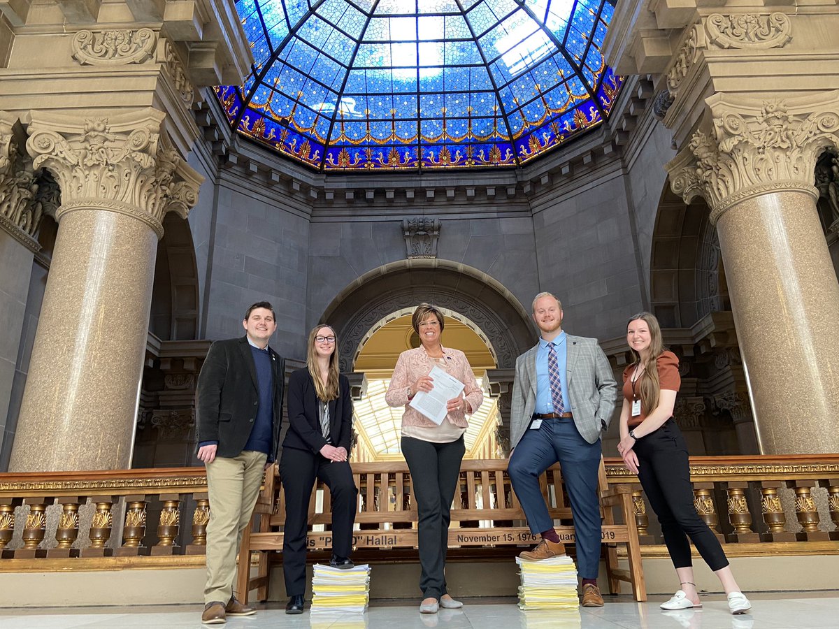 Presenting the IN Senate District #18 team. These are the awesome people that serve you so well.  All House Bills on the left and Senate bills on the right.  I’m holding the Budget that will serve all. Thank you all for the hard work and unending support. #loveservingdistrict18.