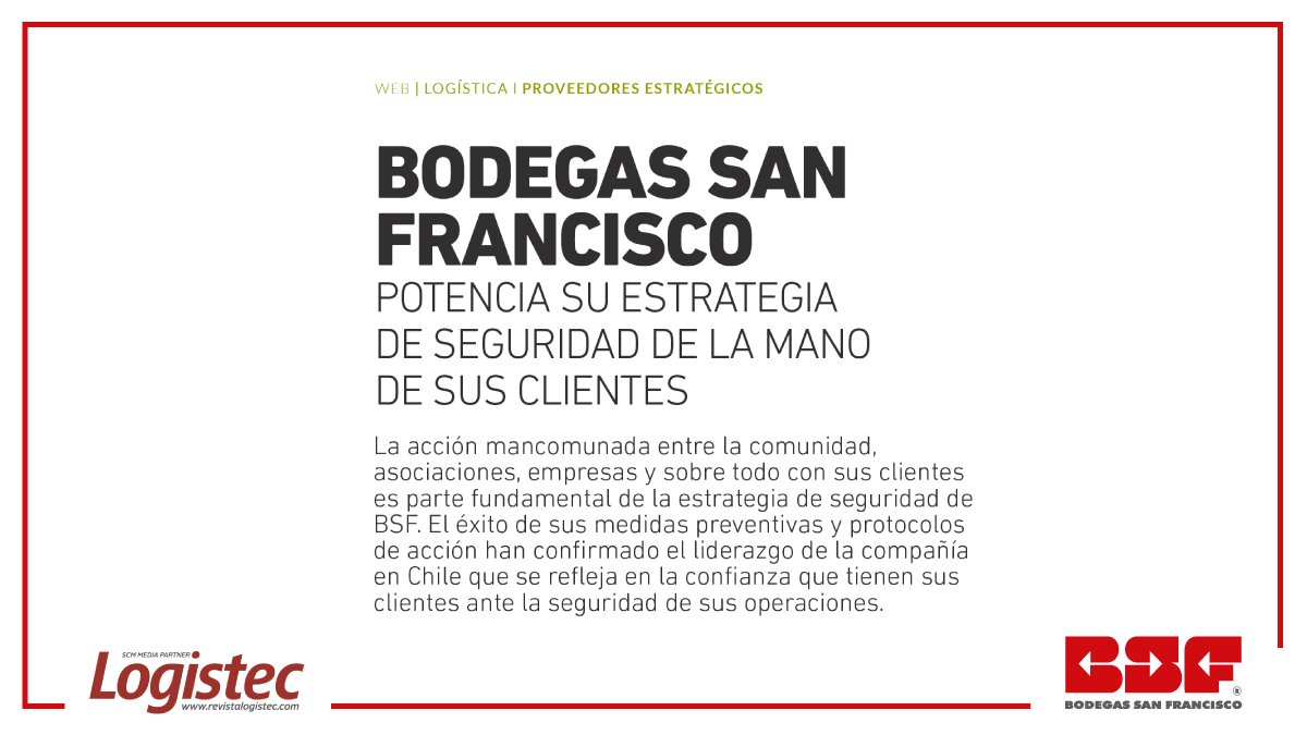En Bodegas San Francisco trabajamos día a día para entregar mayor seguridad a nuestros clientes.  Te invitamos a conocer los detalles en la siguiente nota de la <a href="/revistalogistec/">Revista Logistec</a> => tfl.vg/d24u #BSF
