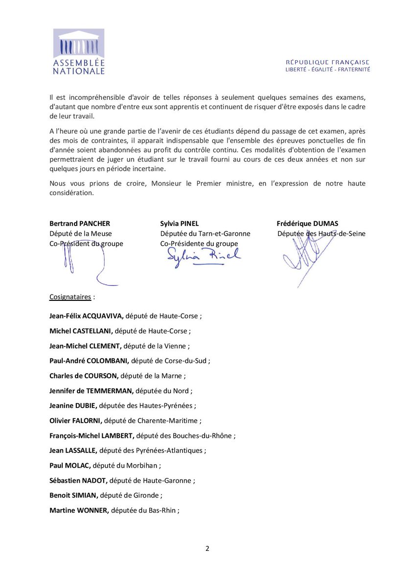 jeanlassalle's tweet photo. Avec les députés du @GroupeLibTerrAN nous interpelons le #gouvernement sur les #examens de fin d’année des #étudiants en #BTS. Ces examens doivent être abandonnées au profit du #contrôlecontinu !!

@JeanCASTEX 
@VidalFrederique 
@jmblanquer 
#EtudiantsEnDetresse https://t.co/BdBLZHmlQa