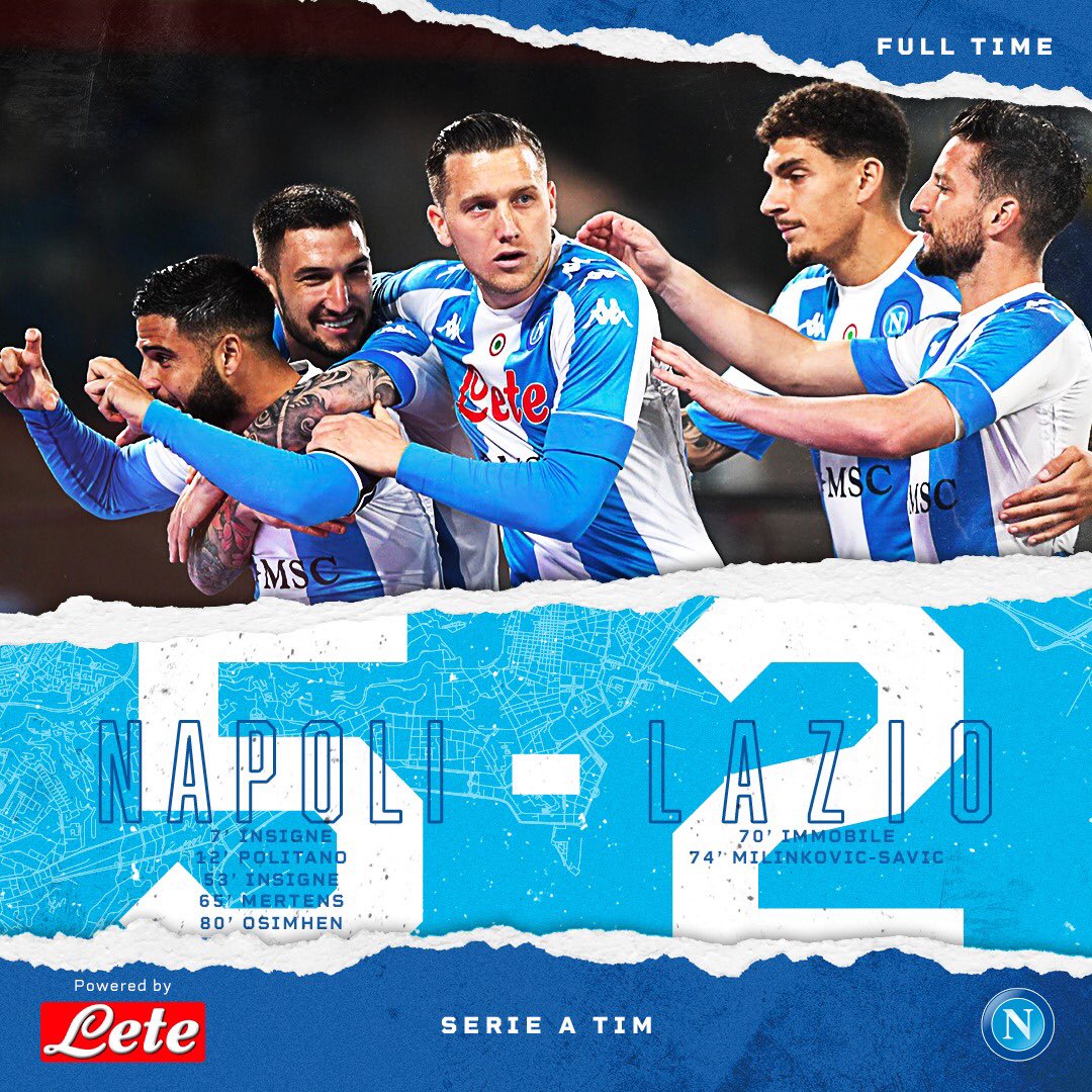 Hasil akhir Napoli 5-2 Lazio
