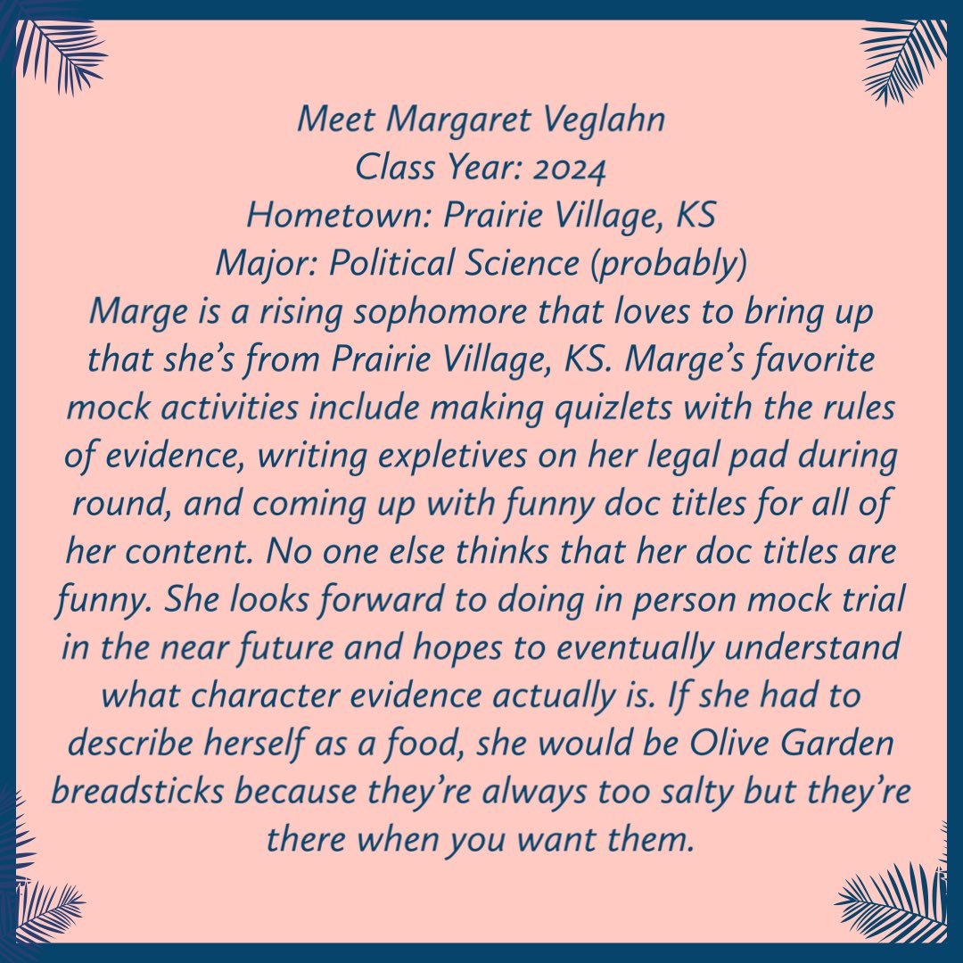 Today we’re kicking off #YearwithTMT, a chance for you all to get to know our not-as-new-anymore members! During this series, we‘ll be introducing you to our newest (at least until next fall hehe) recruits. First up, we have the amazing Margaret Veglahn!