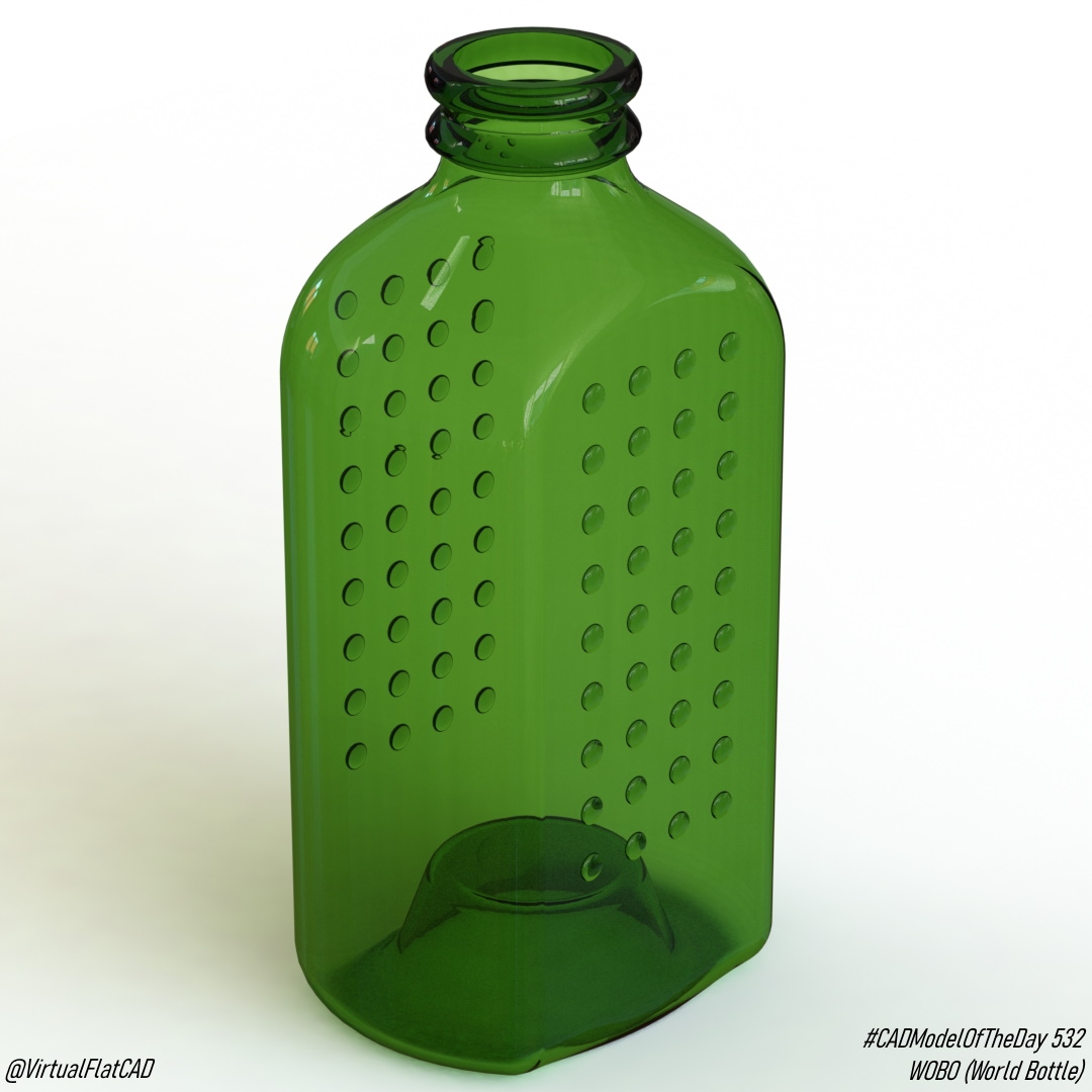 VirtualFlatCAD's tweet photo. Happy Earth Day! While reading some fun facts I found out that Heineken once made WOBO, this glass bottle that doubles as a brick to build structures. A cool example of reusing! #CADModelOfTheDay 532.
.
.
#cad #3d #3dmodeling #soldiworks #everyday #EarthDay21 #EarthDayEveryDay https://t.co/sW1AkWCN0B