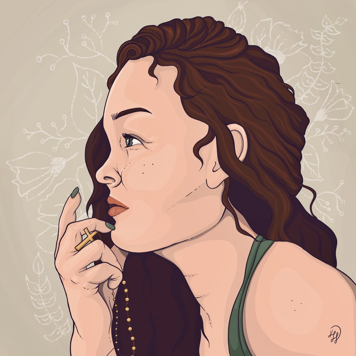 Two things that scare me: drawing both side profiles and hands! ✍️ Felt like it was time I stopped avoiding them ✌️#drawing #art #illustration #portrait #Procreate