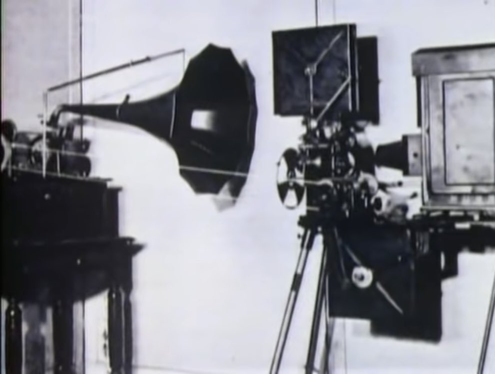 The episode points out that attempts to make films have sound existed since Edison and prior to 1900.