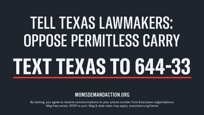 A whole heap of Texans clearly oppose permitless carry. If you are among them, now is the time to get off the sidelines and prevail upon the better angels of your  #txlege lawmakers.