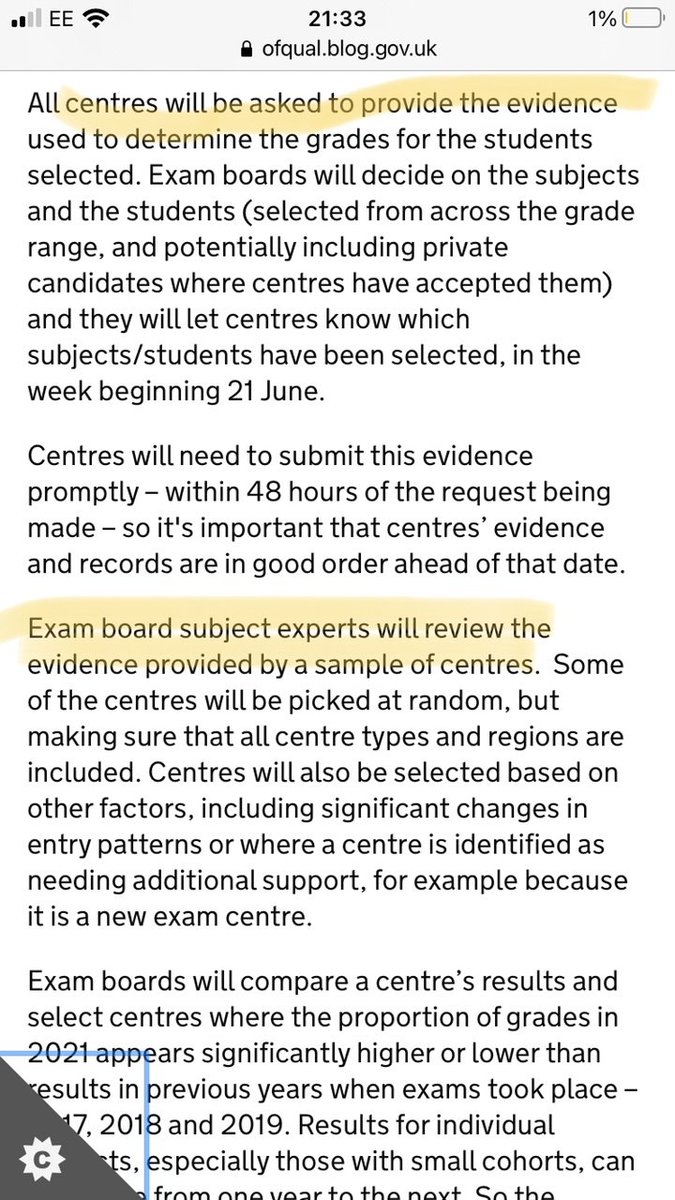 Exhibit B:  @Ofqual rightly wishes to scrutinise new centres, unusual patterns, historic anomalies. But all centres are required to compile & submit huge volumes of evidence that Ofqual has no intention of looking at. This is the very definition of onerous, pointless work.