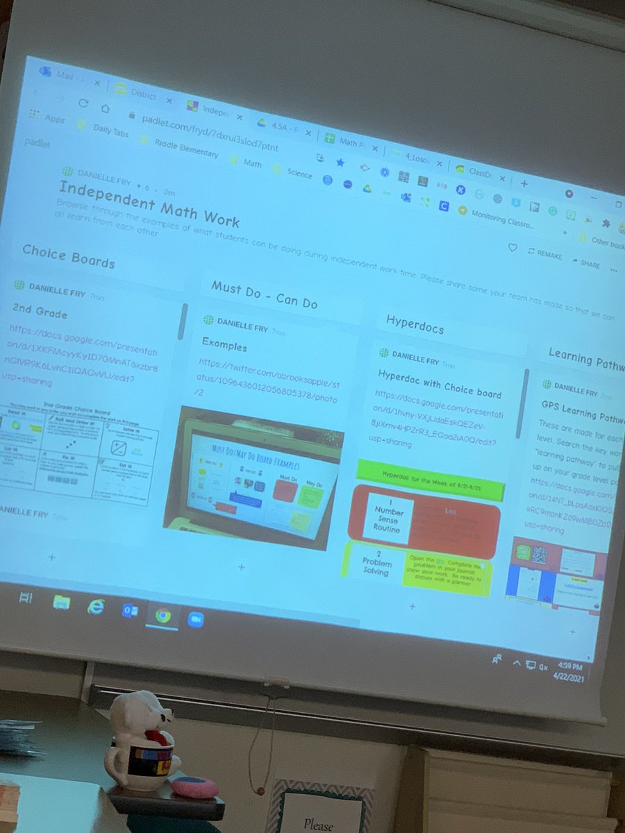 EmilyLosos's tweet photo. LOVED this PD on math stations. Thank you so much for sharing the @padlet resource! What a great way to share ideas with other teachers. Amazing! #FISDmathworkshop @RiddleElem @mcorley75 @danifryIC @ci_elem https://t.co/729n4OuqXF