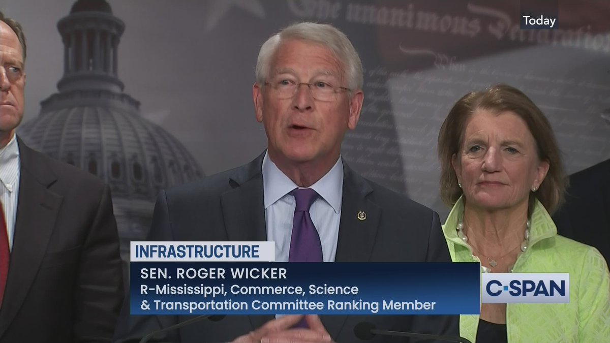 Transp top R Wicker:"$568B is a very, very generous offer in dealing w/infrastructure...We think a number of our Democratic colleagues will want to negotiate w/us.We’re ready to start this afternoon.We’re ready to put our staffs together this wknd here in Senate & also w/the WH."