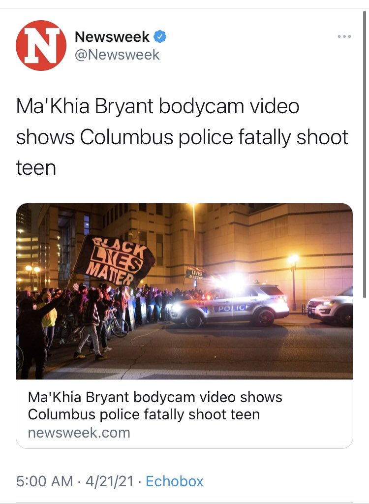 And others included that there was body cam footage but deliberately elide what the video actually shows: a police officer protection a girl who otherwise could well have been killed.How can  @NBCNews,  @MSNBC,  @Newsweek and  @BuzzFeedNews omit this?