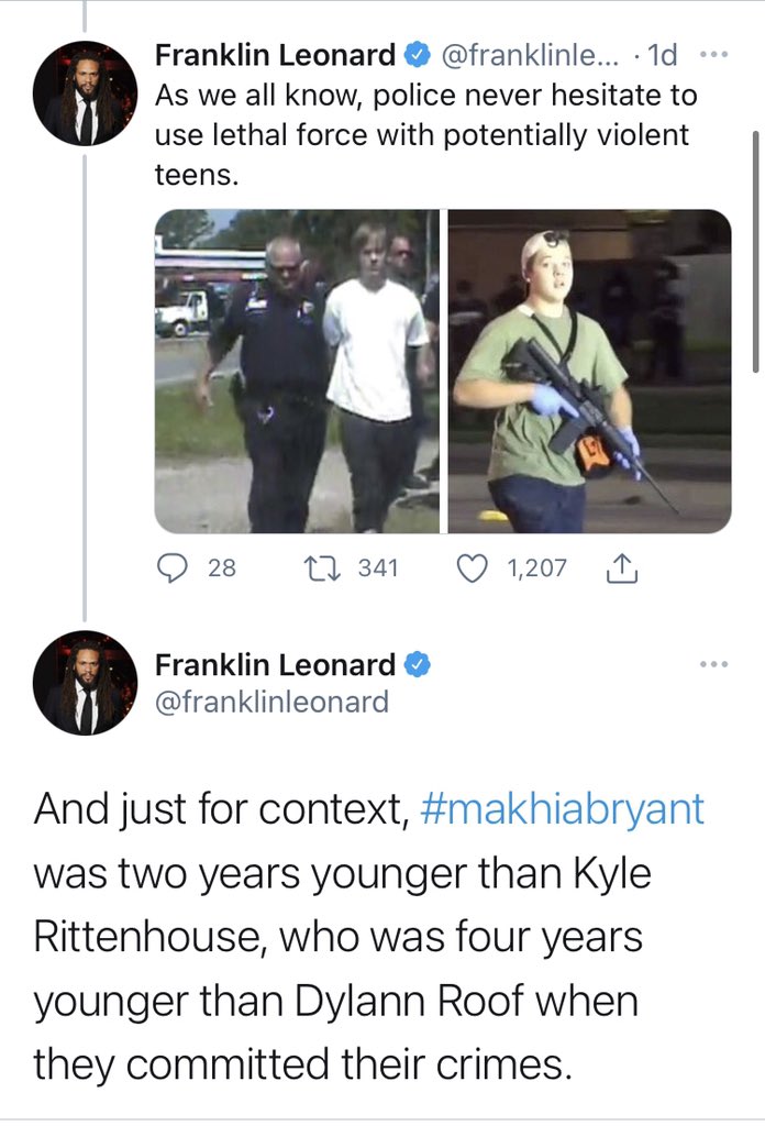 There was also a rush to equate the experience of Bryant with that of Kyle Rittenhouse.But that doesn’t make sense. This isn’t about apprehending a suspect. It’s about stopping an attempted murder in progress.  @franklinleonard  @SimoneGJohnson  @David_Leavitt