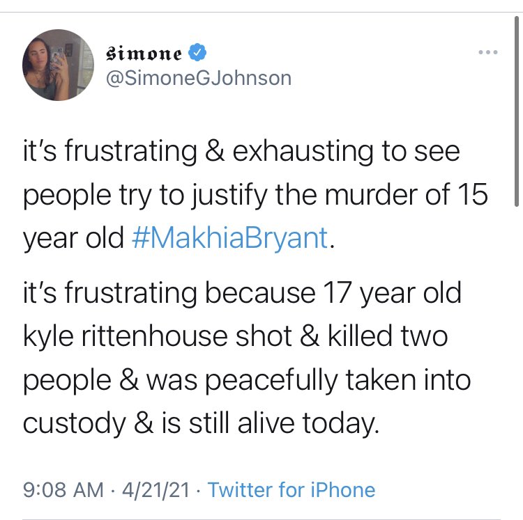 There was also a rush to equate the experience of Bryant with that of Kyle Rittenhouse.But that doesn’t make sense. This isn’t about apprehending a suspect. It’s about stopping an attempted murder in progress.  @franklinleonard  @SimoneGJohnson  @David_Leavitt