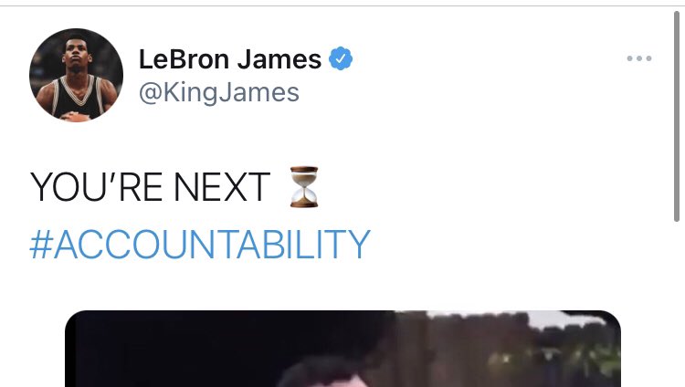 It calls to mind the  @KingJames post, which I can’t imagine reading as anything but targeted harassment.I won’t share the full thing, but when you say “you’re next” and share the image of a police officer in the public crosshairs, how can it be read as anything but a threat?