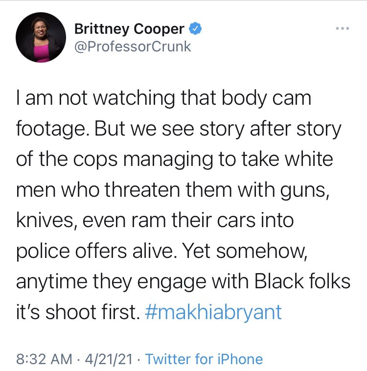 And this isn’t to overlook that we have serious, systemic problems with policing in this country. Many of them intersect with issues of race.But we aren’t going to get anywhere on any of them by shutting our eyes to the facts of what happened, as  @ProfessorCrunk is doing.