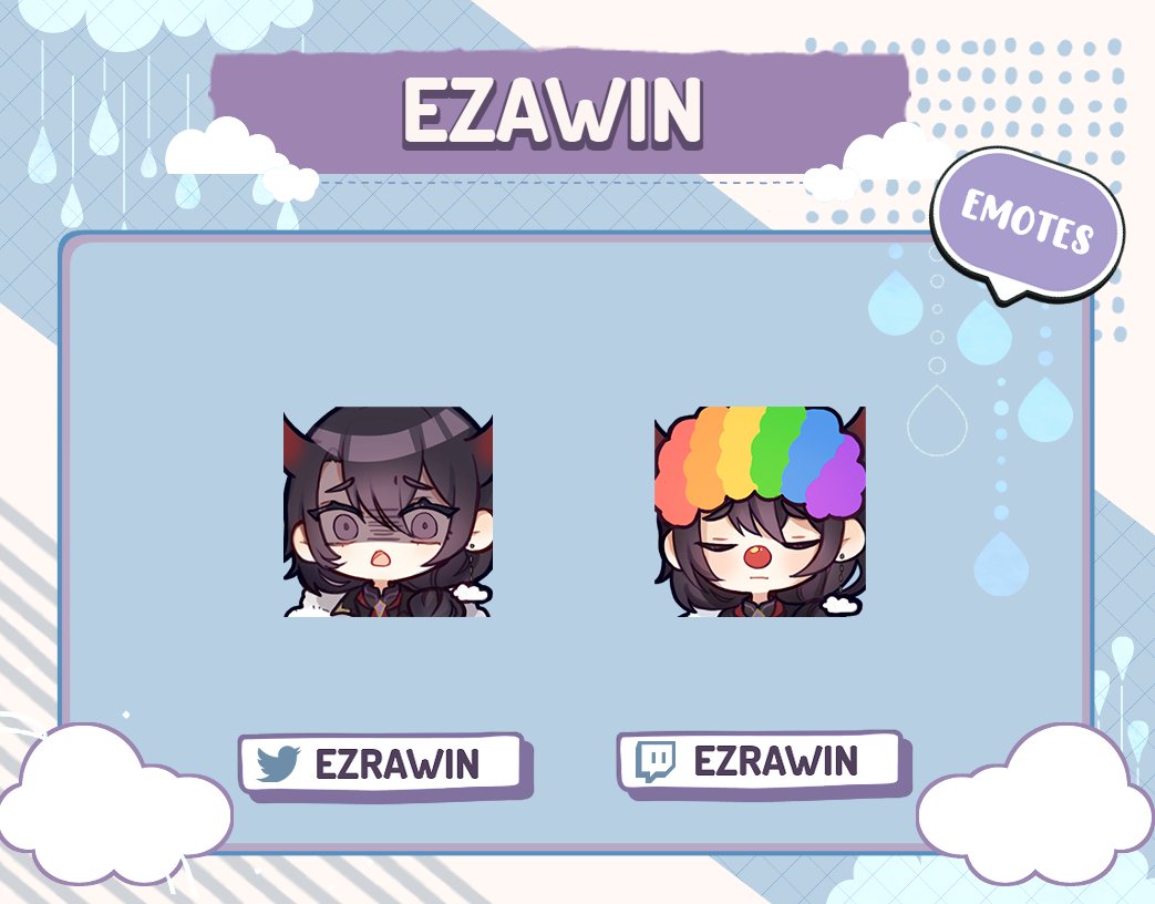 Ezawin's tweet photo. Super excited to share my new emotes in preparation for my live2D
Emotes were done by the beautiful @TakoYuui
I highly recommend commissioning her when she opens again, you will not be disappointed 😭😭
#ENVtuber #windyart https://t.co/TyJVdKnwEv