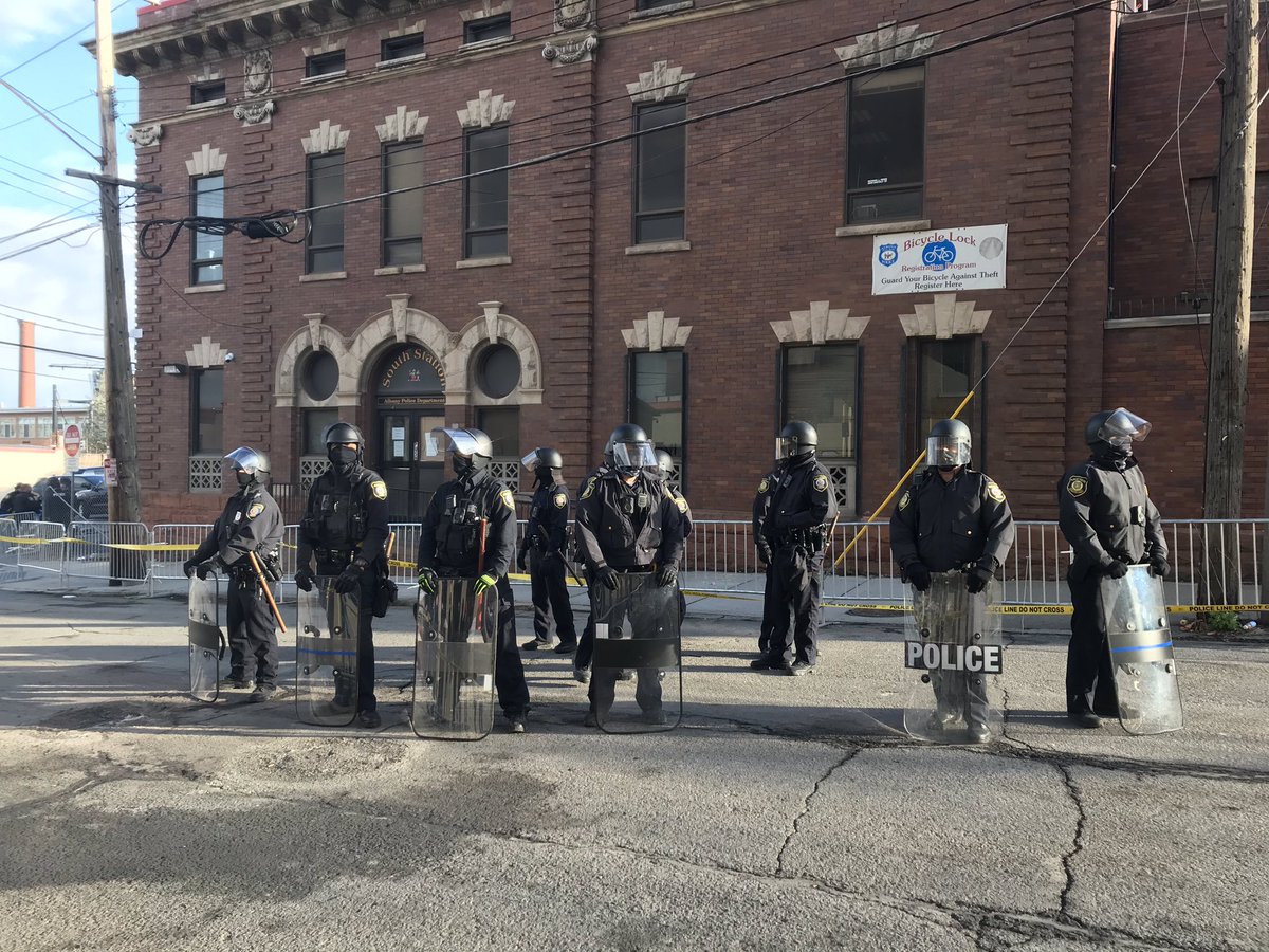 Glass is strewn over the pavement where, just three hours ago, protesters were forcibly removed by police officers. Now, some of those same protesters are back in front of South Station, asking, “Who keeps us safe?”  @timesunion