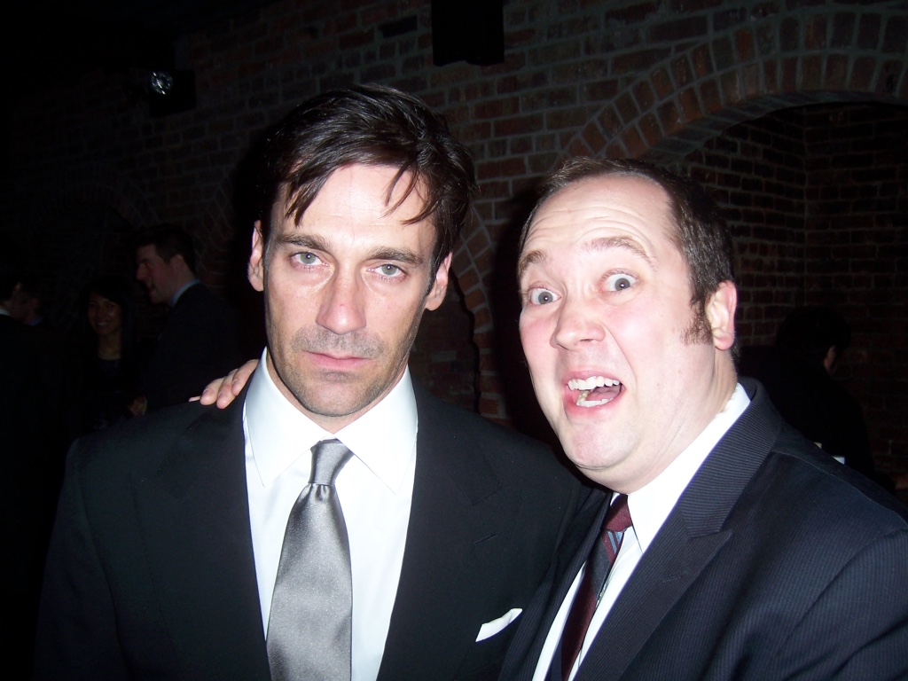I also got to hang with some of the cast of  @MadMen_AMC . Jon Hamm laughed every time I said I preferred the actor named Jon Bologna.