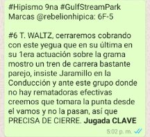 RebelionHipica's tweet photo. #Hispimo Hubo, Hubo PRECISA de CIERRE en #GulfStreamPark la #6 T. WALTZ con el Campeón Emisael Jaramillo https://t.co/wr2zhDL0eO