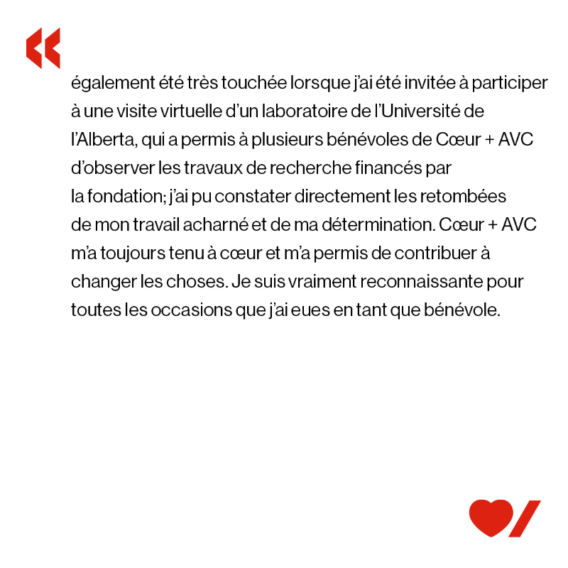 coeuretavc's tweet photo. « Le bénévolat au sein de Cœur + AVC m’a donné un grand sentiment d’autonomie, de réussite et d’accomplissement. » Voici Magda, elle travaille avec nous et nous #CombattonsEnsemble. Faites glisser l’image pour lire son histoire. #BenevolesSourcedeChangement