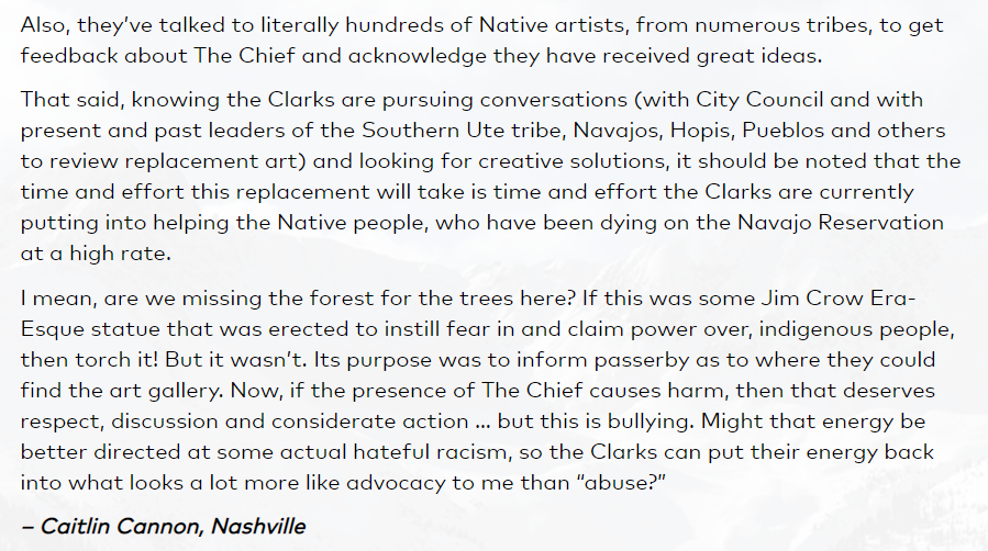 We talked over email & she once again told me, "We are not making immediate plans to take the sign down. I think Indigenous people have more things to worry about than a sign". Editorial letters continue to be sent to the Telegraph stating that I'm awful for making the comic.