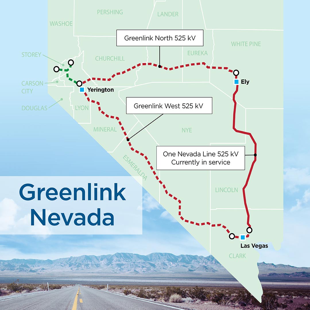EconomicNv's tweet photo. The PUC of Nevada approved our Greenlink Nevada transmission and renewable energy initiative. This important project will help our State achieve its carbon reduction goals and move Nevada closer to a future powered by 100% renewable energy.  Read more at https://t.co/irLaHL0WBh https://t.co/qKSnJgoOYa