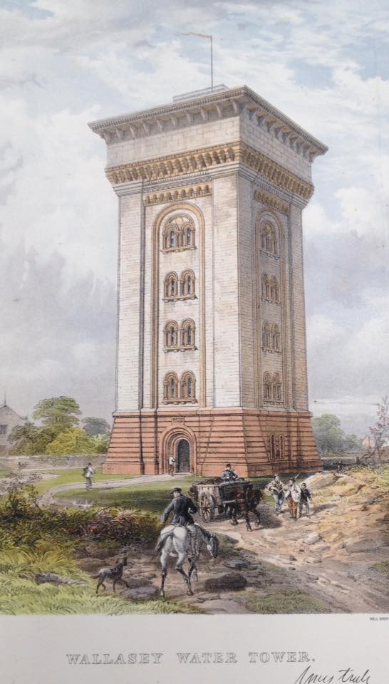ICELibrary's tweet photo. W is for water tower. Lovely view of Wallasey water tower from Humber's The Water Supply of Cities and Towns, 1876. IK Brunel's water tower at Crystal Palace, Sydenham.  #BuildingAZ https://t.co/F4l6l7wtse