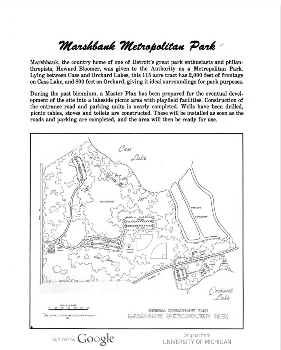 This opening was followed in 1950 by the much smaller Marshbank park, which was a gift and ultimately taken out of the HCMA system in 1987