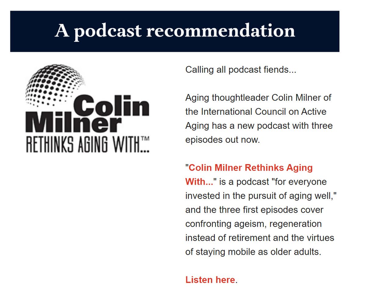 Colin Milner Rethinks Aging With... Podcasts tweet media