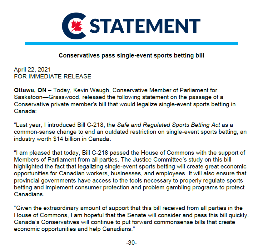 KevinWaugh_CPC's tweet photo. My official statement on the passage of Bill C-218 at third reading today in the House of Commons. https://t.co/UE94HPM2DI
