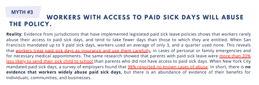 Truth: Workers rarely "abuse" paid sick days.
